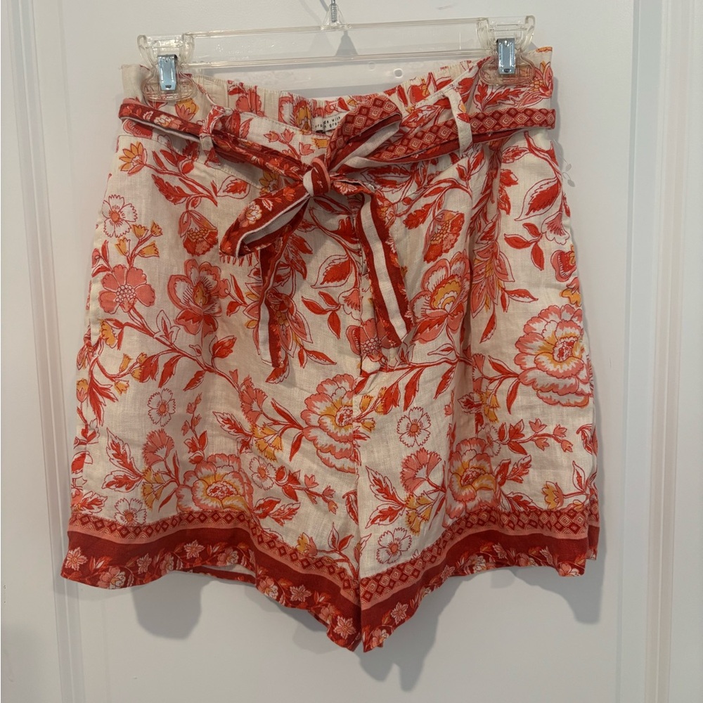 Rachel Zoe Red and White Floral High Waist Shorts